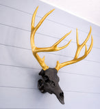 Life Size Deer Skull and Antlers Wall Mount Replica | Faux Taxidermy European Skull & Antler Decor